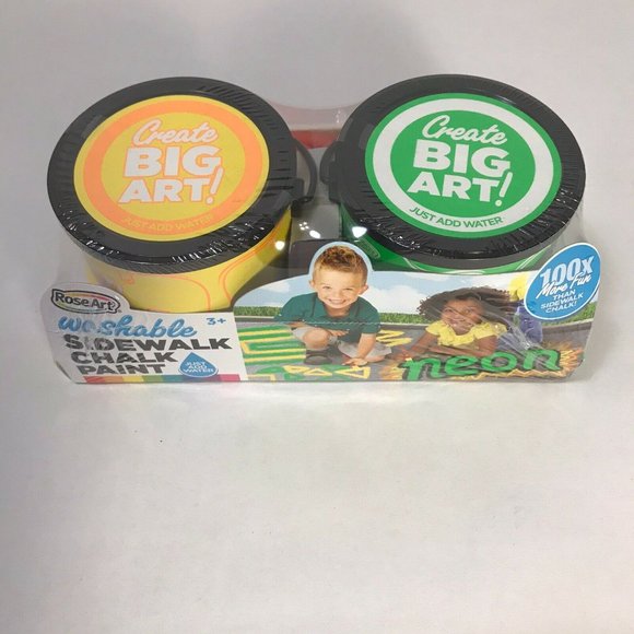 RoseArt Washable Sidewalk Chalk Neon Yellow/Green - Picture 2 of 2